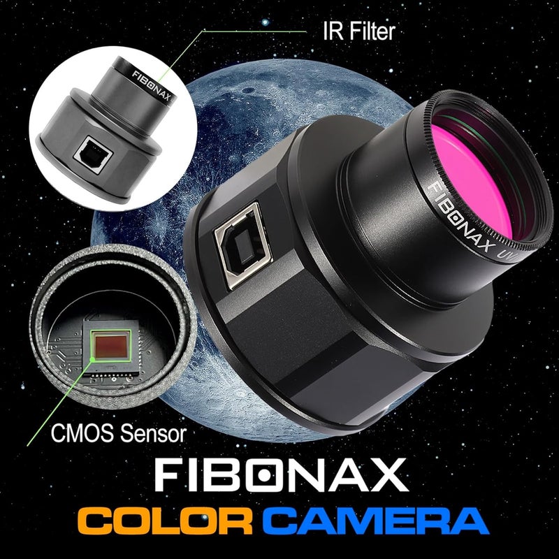 FIBONAX كاميرا تلسكوب، كاميرا فلكية بدقة 1080P، كاميرا عينية لتلسكوب بحجم 1.25 بوصة مع فلتر UV IR، كاميرا تصوير فلكي سهلة الاستخدام لنظام ويندوز/ماك/لينكس، عينية رقمية USB للمراقبة الكوكبية - Image 2